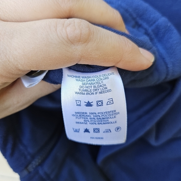 Lands End blue fleece full zip vest with ribbed foldover collar large - Picture 5 of 5